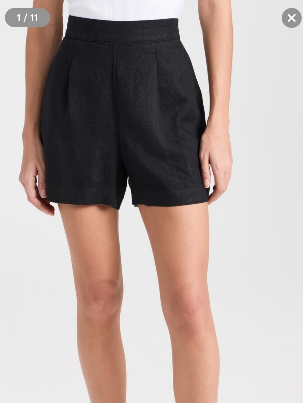 Madewell Clean Pull-On Shorts in Linen-Cotton Minimalist Summer Black Sz Large